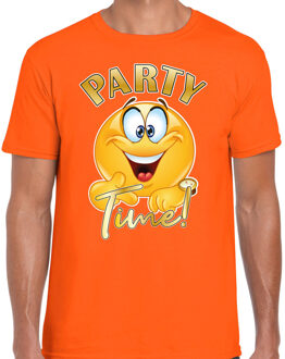 Foute party t-shirt voor heren - Party Time - oranje - carnaval/themafeest 2XL