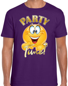 Foute party t-shirt voor heren - Party Time - paars - carnaval/themafeest M