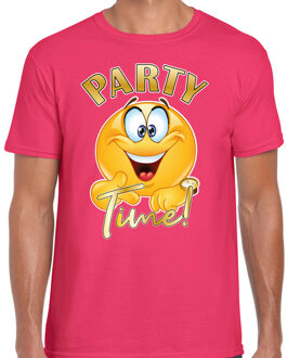 Foute party t-shirt voor heren - Party Time - roze - carnaval/themafeest XL