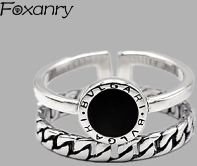 Foxanry 925 Sterling Trendy Elegant Vintage Rings for Charm Women Girl Prevent Allergy Jewelry Newly Arrived Accessories Gift