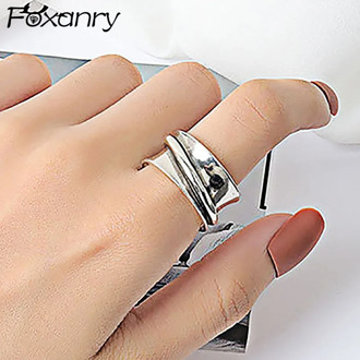 Foxanry Minimalist 925 Sterling Silver Rings for Women New Fashion Irregular Jewelry Creative Handmade Party Accessories Gifts