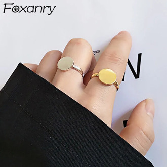 Foxanry Minimalist 925 Sterling Silver Rings New Terndy Round Geometric кольцо Party Jewelry for Women Size 16.5mm Adjustable