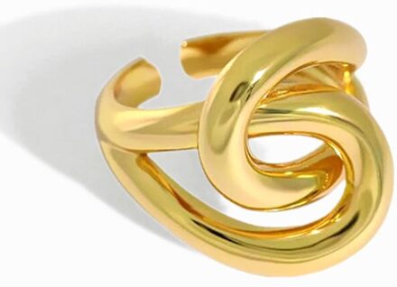 Foxanry Minimalistische 925 Sterling Zilveren Ringen Voor Vrouwen Ins Mode Creatieve Twist Kronkelende Geometrische Partij Sieraden goud