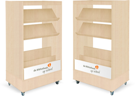 Foxis browser boekenkast dubbelzijdig, kleur beuken