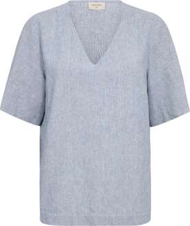 Fqlava blouse off white& blue stripe Blauw - XL