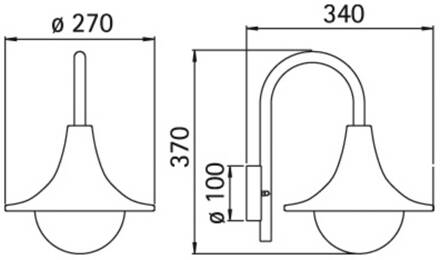 Fraai gevormde buitenwandlamp 167 S zwart