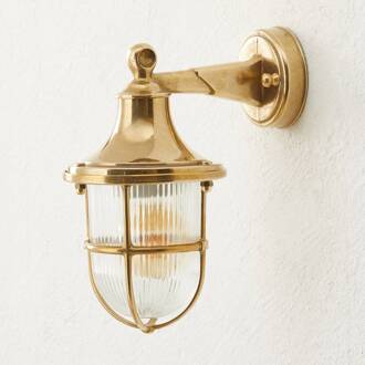 Fraai gevormde buitenwandlamp Ocean messing, wit