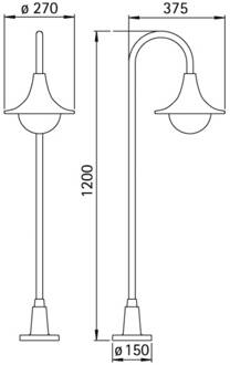 Fraai gevormde tuinpadverlichting 169 S zwart