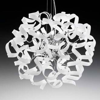 Fraaie hanglamp WHITE, diameter 50 cm wit, chroom