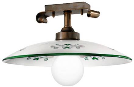 Fraaie plafondlamp Bassano groen Wit, messing
