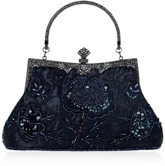 Frame Vrouwen Formele Kralen Avond Portemonnees En Handtassen Bridal Pailletten Clutch Bag Cocktail Party Bag D0LF Blauw