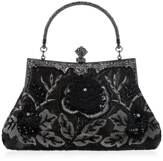 Frame Vrouwen Formele Kralen Avond Portemonnees En Handtassen Bridal Pailletten Clutch Bag Cocktail Party Bag D0LF zwart