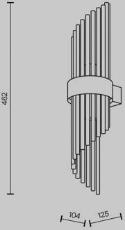 Frame wandlamp, 2-lamps, hoogte 46 cm, goud/helder goud, transparant