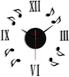 Frameloze 3D Grote Muur-Klok Sticker Mute Digitale Muur Grote Klok Woonkamer Thuis Luxe Decor Housewarming zwart