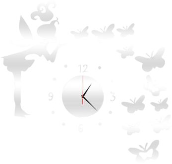 Frameloze Diy Muur Mute Klok 3d Spiegel Oppervlak Muurstickers Kantoor Decor Woonkamer Verwijderbare Quartz Naald Wandklok zilver