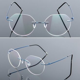 Frames Geheugen Titanium Randloze Leesbril Mannen & Vrouwen Verziend Brillen Brand blauw