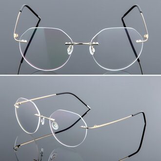 Frames Geheugen Titanium Randloze Leesbril Mannen & Vrouwen Verziend Brillen Brand goud