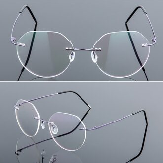 Frames Geheugen Titanium Randloze Leesbril Mannen & Vrouwen Verziend Brillen Brand paars