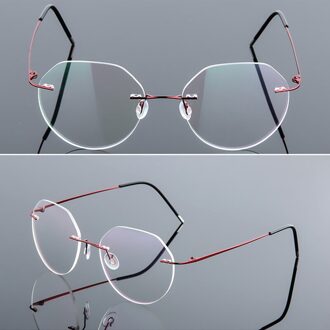 Frames Geheugen Titanium Randloze Leesbril Mannen & Vrouwen Verziend Brillen Brand rood