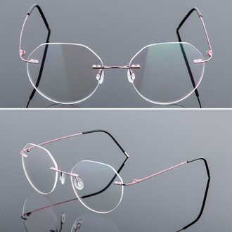 Frames Geheugen Titanium Randloze Leesbril Mannen & Vrouwen Verziend Brillen Brand roze