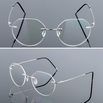 Frames Geheugen Titanium Randloze Leesbril Mannen & Vrouwen Verziend Brillen Brand zilver