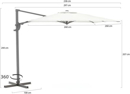 Francisco zweefparasol 260x260cm - Laagste prijsgarantie! Grijs