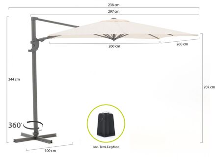 Francisco zweefparasol 260x260cm - Laagste prijsgarantie! Wit