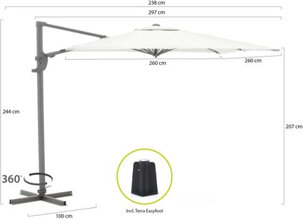 Francisco zweefparasol 260x260cm - Laagste prijsgarantie! Wit