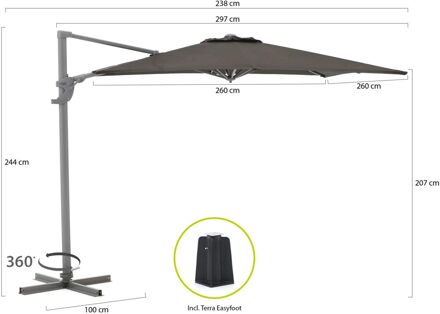 Francisco zweefparasol 260x260cm - Laagste prijsgarantie! Zwart