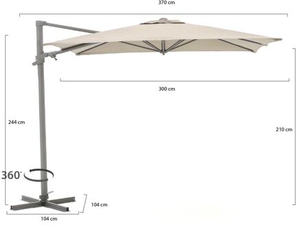 Francisco zweefparasol 300x300cm - Laagste prijsgarantie!