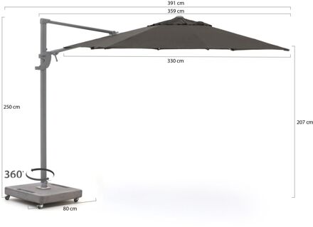 Francisco zweefparasol ø 330cm - Laagste prijsgarantie! Zwart
