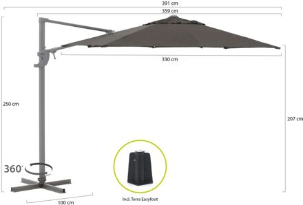 Francisco zweefparasol ø 330cm - Laagste prijsgarantie! Zwart