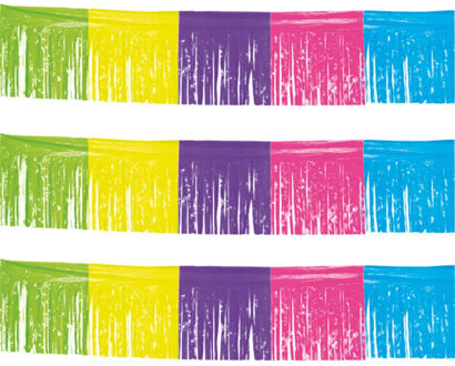 Franje slinger - 3x - gekleurd - 10 meter - plastic - feestslingers - slingers - versiering