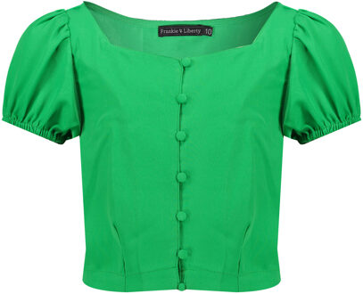 Frankie & Liberty Meisjes blouse - Hetty - Fern groen - Maat 140