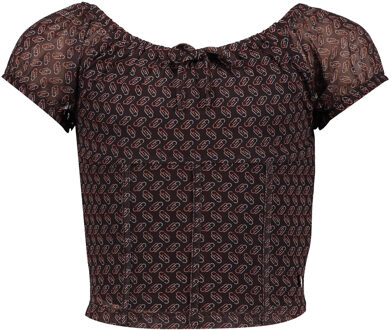 Frankie & Liberty Meisjes blouse - Hilde - Print madarin/chocolade - Maat 152