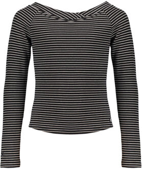 Frankie & Liberty Meisjes sweat shirt - Puck - Stripes Off White Black - Maat 140
