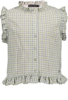 Frankie & Liberty Zomer blouse meisjes - groen grijs - geruit - Romila - Maat 176