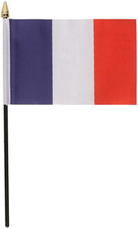 Frankrijk - mini vlaggetje van 10 x 15 cm op stokje - Landen vlag - H27 cm Multi