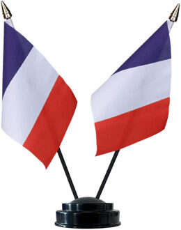 Frankrijk tafelvlaggetjes set - dubbele vlaggetjes op 1 standaard - 10 x 15 cm mini vlaggen