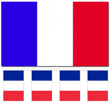 Frankrijk versiering/feestartikelen set - vlag 90 x 150 cm - vlaggenlijn van 300 cm - landen