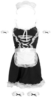 Frans Maids Kostuum - S/M - Zwart