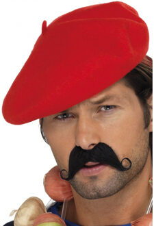 Franse baret - 24x - rood - polyester - voor volwassenen - Carnaval accessoires