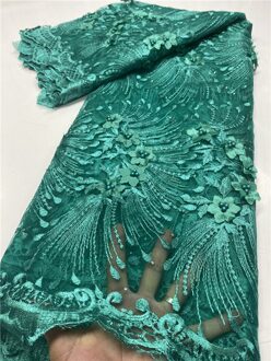 Franse Kralen Tulle Kant Stof Afrikaanse Kant Stof 3D Kant Voor Nigeriaanse Vrouwen Wedding Naaien YA3647B-3 afbeelding 12