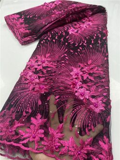 Franse Kralen Tulle Kant Stof Afrikaanse Kant Stof 3D Kant Voor Nigeriaanse Vrouwen Wedding Naaien YA3647B-3 afbeelding 13