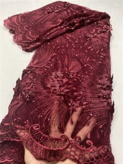 Franse Kralen Tulle Kant Stof Afrikaanse Kant Stof 3D Kant Voor Nigeriaanse Vrouwen Wedding Naaien YA3647B-3 afbeelding 4