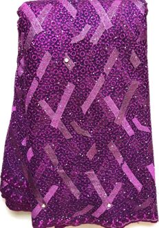 Franse Netto Kant Stof Afrikaanse Tule Kant Met Stenen Nigeriaanse Kant Stoffen Voor Bruiloft VLL4588 Roze AS PIC2