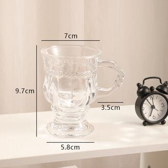 Franse Retro Amber Glas Reliëf Mini Cup Transparante Handheld Koffie Ontbijt Melk Cup transparant kleur