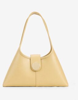 Franse Stijl Damesmode Onderarm Kleine Handtassen Eenvoudige Enkele Schoudertassen Hasp Effen Leer Vrouwelijke Voorjaar Trendy Tassen geel groot