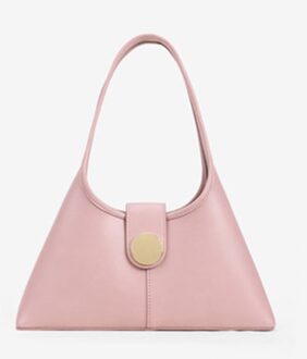 Franse Stijl Damesmode Onderarm Kleine Handtassen Eenvoudige Enkele Schoudertassen Hasp Effen Leer Vrouwelijke Voorjaar Trendy Tassen roze groot