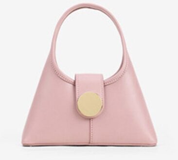 Franse Stijl Damesmode Onderarm Kleine Handtassen Eenvoudige Enkele Schoudertassen Hasp Effen Leer Vrouwelijke Voorjaar Trendy Tassen roze klein
